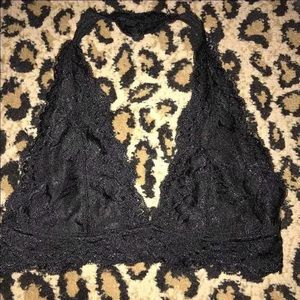 Black lace halter bralette